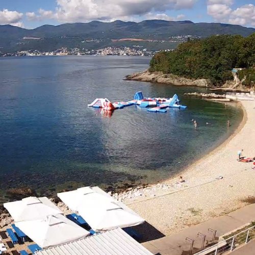 Lovran Croatia Live Webcam: Adriatic Beach & Aquapark View