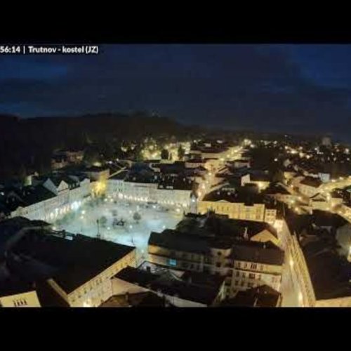 Krakonoš Square Trutnov Live Webcam: Church Tower & City Views